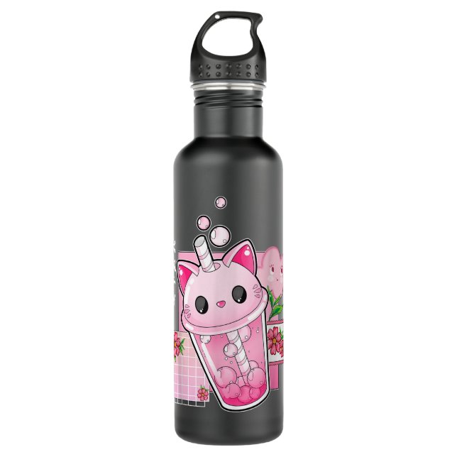 Garrafa Boba Tea Cat Bubble Tea Kawaii Anime Japonesa (Frente)