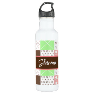 Garrafa Boho Brown, Borgonha, Verde e Mauve Whimsical