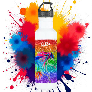 Garrafa Boho Rainbow Cute Glitter Girls Unicorn Kids