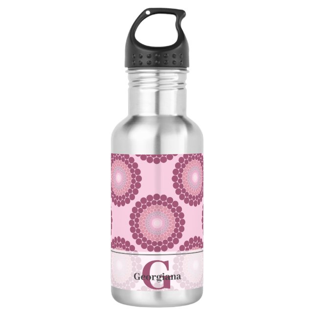 Garrafa Bolinhas Radiante Dusky Personalizado Rosa Mandala (Frente)