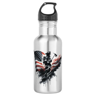 Garrafa Bombeiro americano. Bandeira dos Estados Unidos.