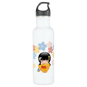 Garrafa Boneca de Verão Kokeshi - Garota amarela Kimono G
