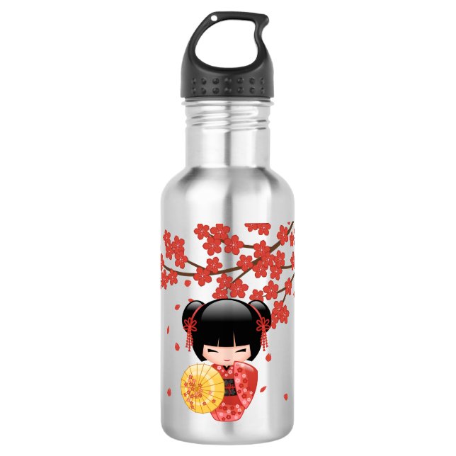 Garrafa Boneca Red Sakura Kokeshi - Geisha Japonesa Bonita (Frente)