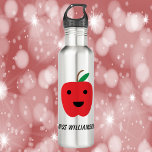 Garrafa Bonita Maçã Kawaii Red Personalize<br><div class="desc">Você gosta de garrafas de água fofinhas? Você está procurando um presente para o professor em sua vida? Esta garrafa de água tem uma maçã vermelha kawaii fofa com um rosto sorridente. O nome pode ser alterado e personalizado para ajustado das suas necessidades!</div>