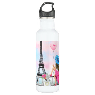 Garrafa Bonito senhora com balão de cor rosa - Eu amo Pari