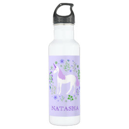 Garrafa Bonito Unicorn Floral Purple Personalizado