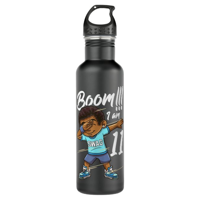 Garrafa Boom Im 11 Anos Menino Negro Batido 11 Birthda (Frente)