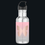 Garrafa Borboleta cor-de-rosa na moda moderna elegante do<br><div class="desc">Design bonito da borboleta no ouro cor-de-rosa,  no rosa & no cinza do falso.</div>