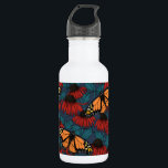 Garrafa Borboleta-monarca em camponeses vermelhos<br><div class="desc">Um padrão sem costura desenhado à mão com conflitantes e borboletas monarcas.</div>