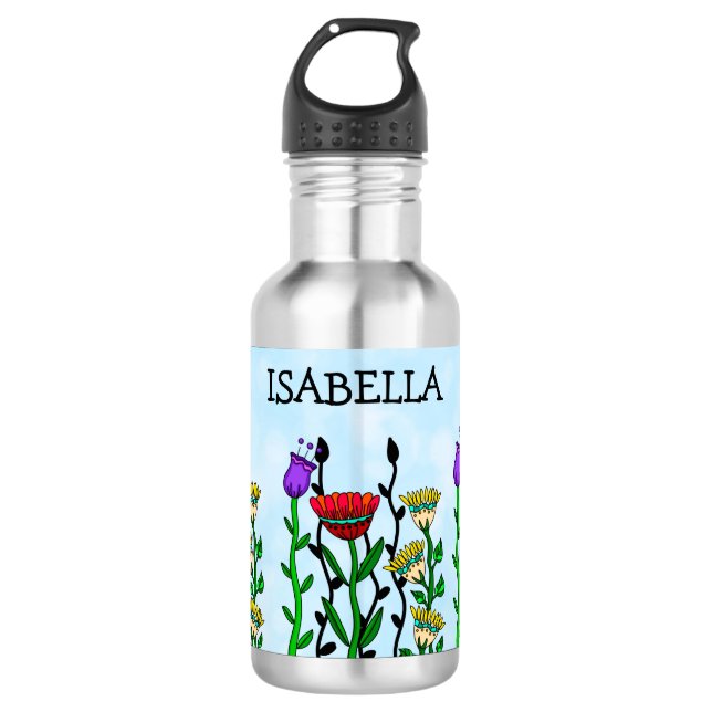 Garrafa Borboleta Personalizada e Flores Arte Bonito (Frente)