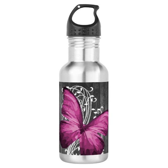 Garrafa Borboleta russa magenta personalizada (Frente)