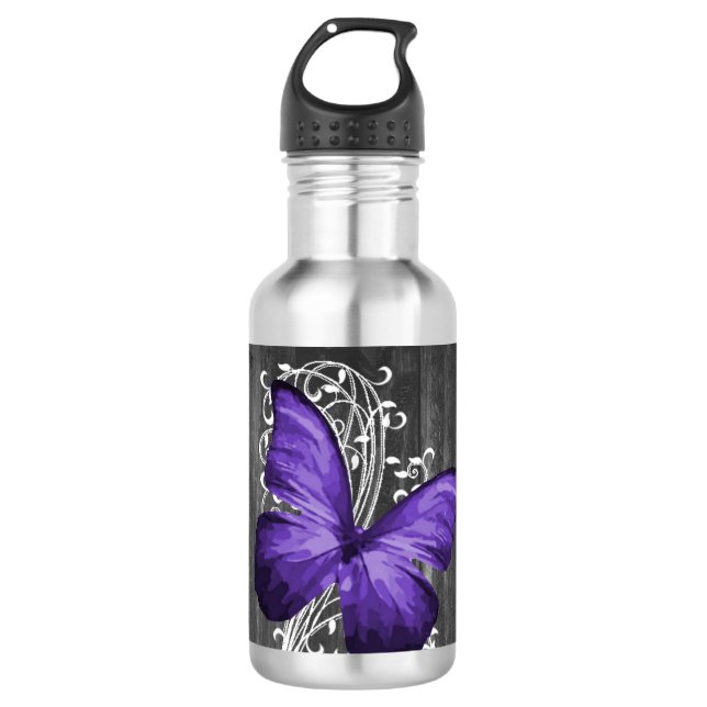 Garrafa Borboleta Rústica Roxa Personalizada (Frente)
