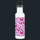 Garrafa Borboletas Aquarela Magenta Rosa<br><div class="desc">Pintura de borboletas cor-de-água magenta e branca.</div>