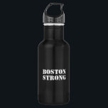 Garrafa "Boston Strong" - preto branco<br><div class="desc">Garrafa branca de aço inoxidável preto "Boston Strong"</div>