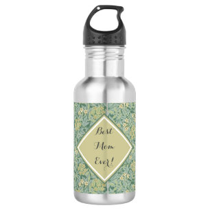 Garrafa Botânico Floral Antiquado Teal e Amarelo