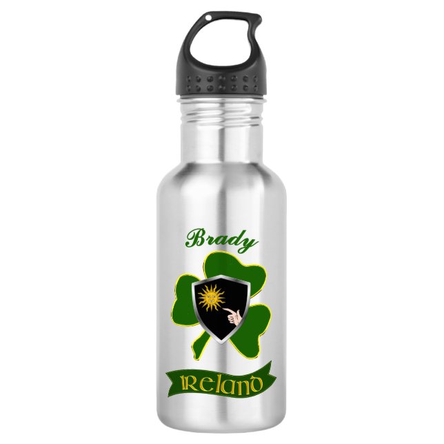Garrafa Brady Irish Shield & Shamrock Personalizado (Frente)