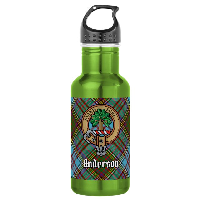 Garrafa Brasão do Clã Anderson sobre Tartan (Frente)