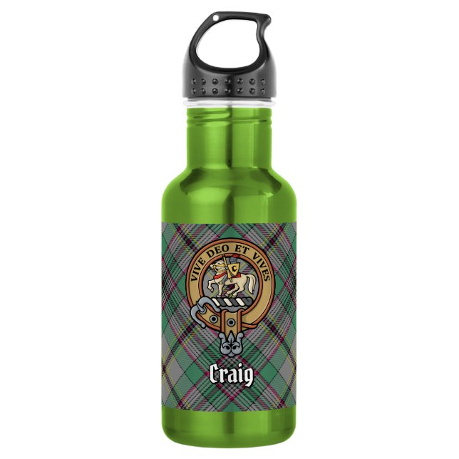 Garrafa Brasão do Clã Craig sobre Tartan (Frente)