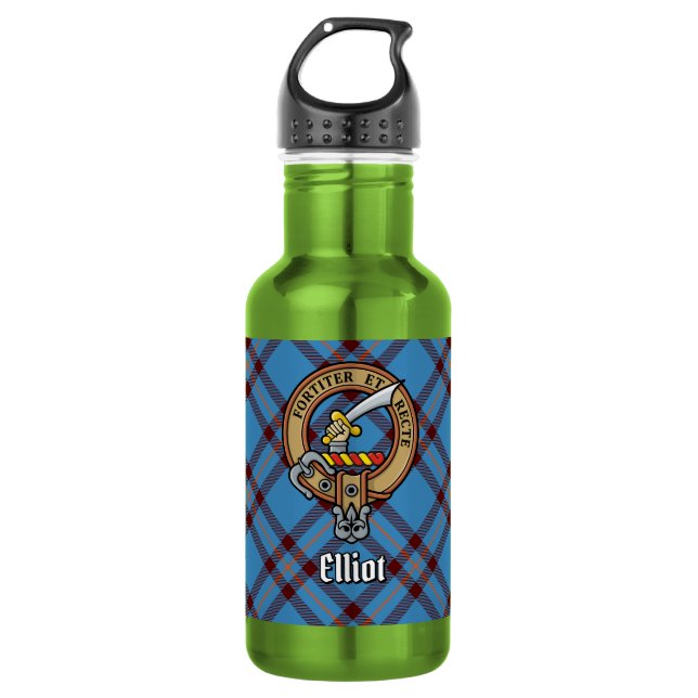 Garrafa Brasão do Clã Elliot sobre Tartan Antigo (Frente)