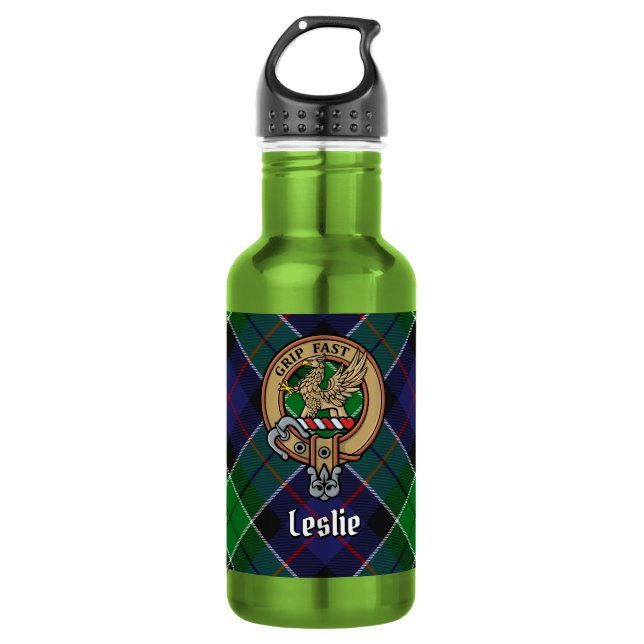 Garrafa Brasão do Clã Leslie sobre Tartan de Caça (Frente)
