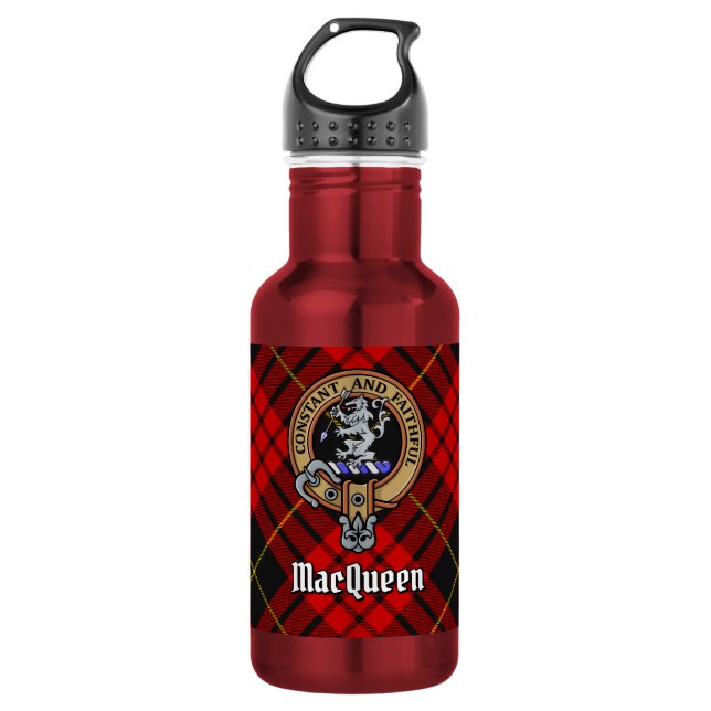 Garrafa Brasão do Clã MacQueen sobre Tartan (Frente)