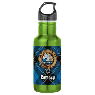 Garrafa Brasão do Clã Ramsay sobre Tartan de Caça Azul