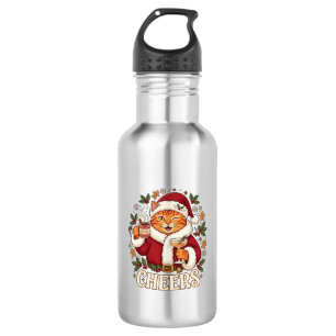 Garrafa Brindes Natal Laranja Gato Chapéu do Papai Noel Be