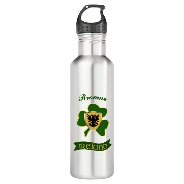 Garrafa Browne Irish Shield & Shamrock Personalizado (Frente)