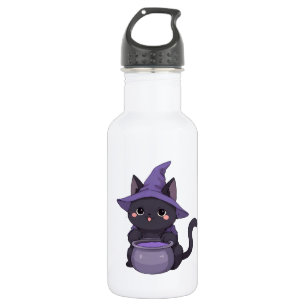 Garrafa Bruxa de Gato Preto Kawaii Cauldron de Halloween