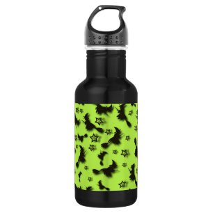 Garrafa bruxa voadora entre as estrelas na noite de Hallow