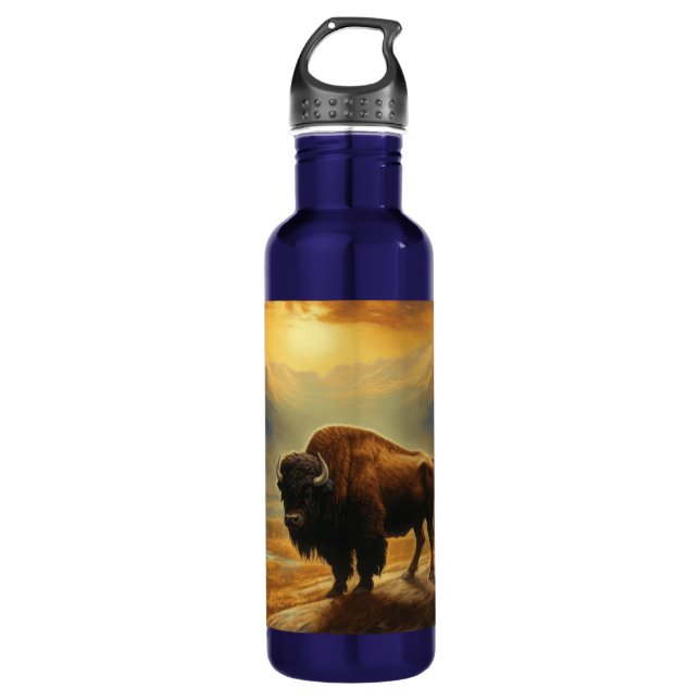 Garrafa Buffalo Bison Sunset Silhouette (Frente)