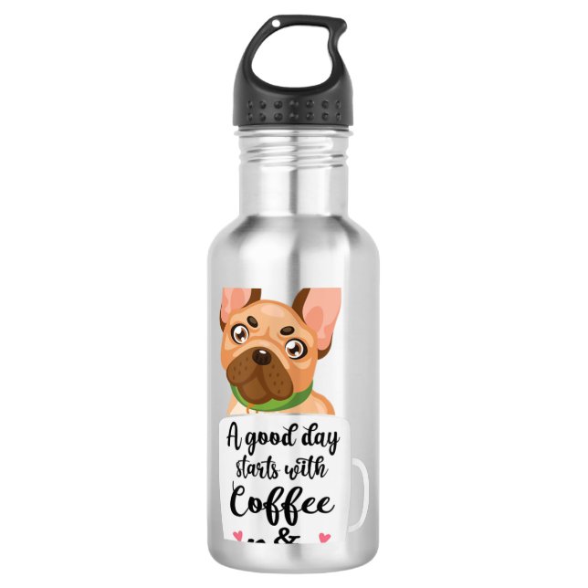 Garrafa Buldogue francês em uma cafeteria mãe (Frente)