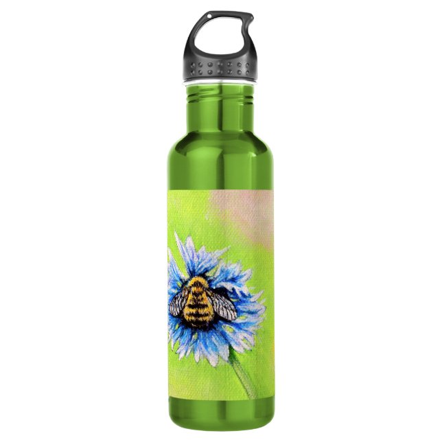 Garrafa Bumble Bee em uma pintura de flor (Frente)