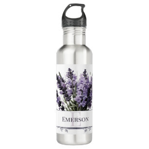 Garrafa Buquê de Lavanda de Aquarela Personalizado