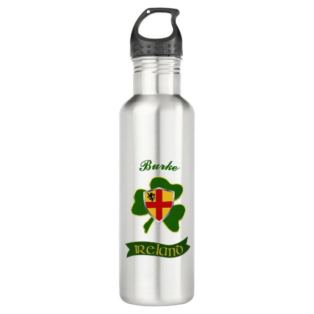 Garrafa Burke Irish Shield & Shamrock Personalizado (Frente)