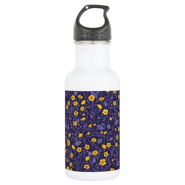 Garrafa Buttercups, amarelo e violeta (Frente)