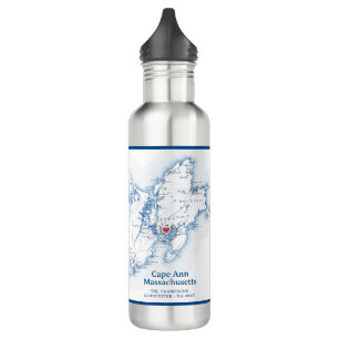 Garrafa Cabo Ann Gloucester Massachusetts Map Water Bottle