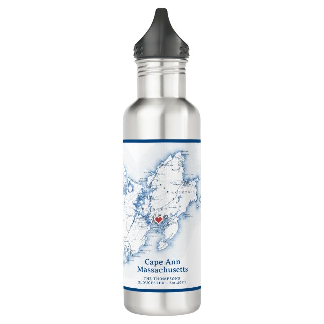 Garrafa Cabo Ann Gloucester Massachusetts Map Water Bottle (Esquerda)