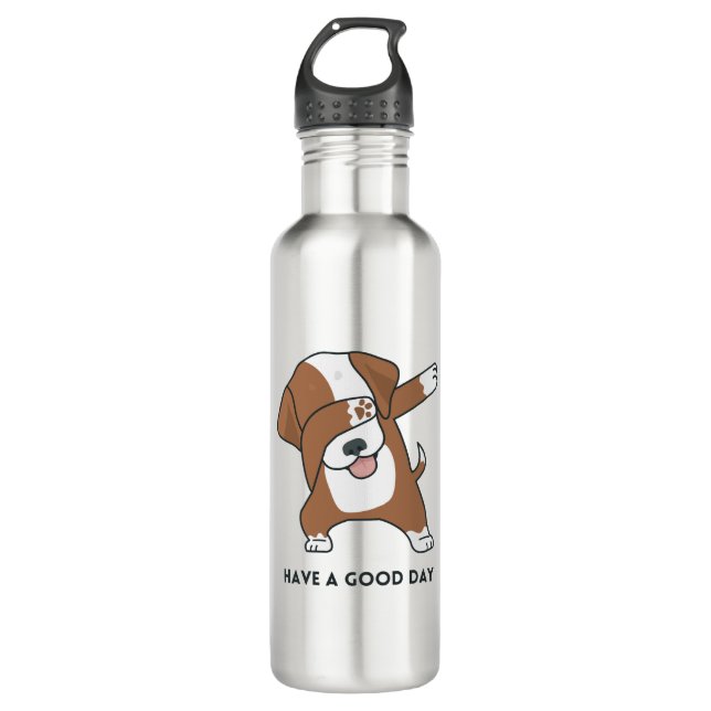 Garrafa Cachorro Branco Marrom Ilustrado Tome uma Caneca d (Frente)