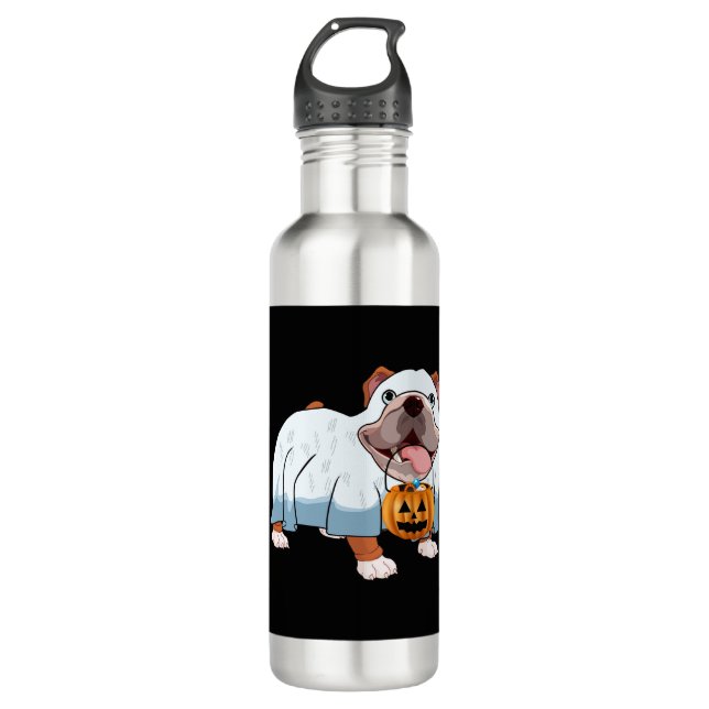 Garrafa Cachorro de Halloween do Bulldog Fantasma (Frente)