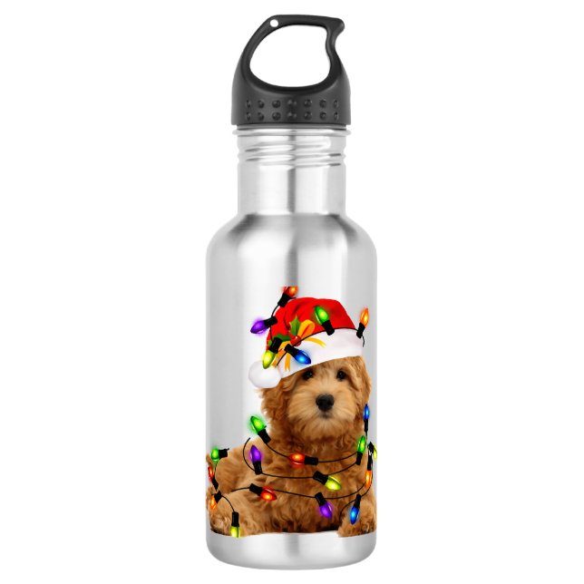 Garrafa Cachorro de Papais noeis de Goldendoodle (Frente)
