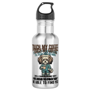 Garrafa Cachorro Engraçado Café Aviso Design de Gravura Vi