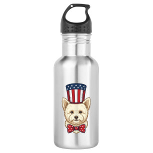 Garrafa Cachorro Patriótico Chapéu Alto Design Vetorial Vi