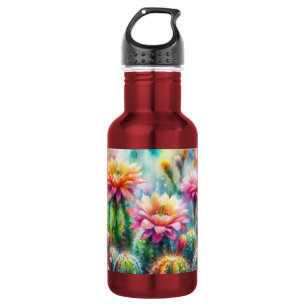 Garrafa Cactos Sucultos para Flutuação de Aquarelas Rosa P