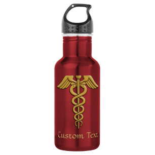 Garrafa Caduceu de Cobra Dupla Dourado