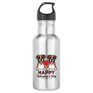 Garrafa Cães Boxer Feliz Dia dos Namorados Vintage