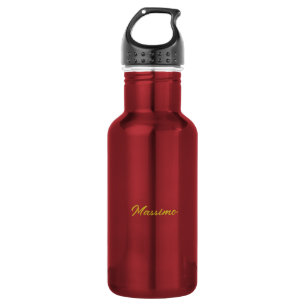 Garrafa Caligrafia Elegante Dourado Branco Simples Nome