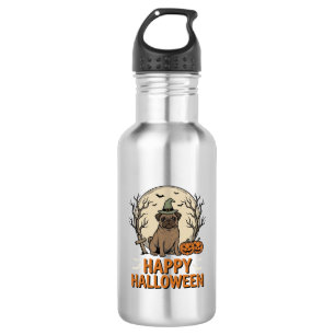 Garrafa Camisa com desenho de pug de Halloween vintage com