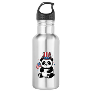 Garrafa Camisa de bandeira de panda patriota vintage Desig