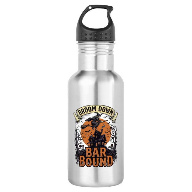 Garrafa Camisa de Barman de Halloween Bruxa Funny Broom Ba (Frente)